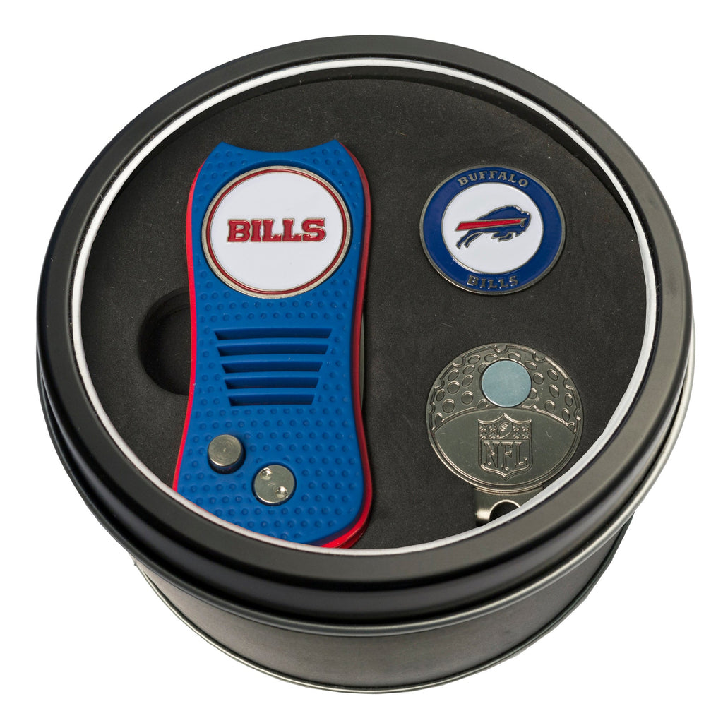 Team Golf Buffalo Bills Golf Gift Sets - Tin-Divot Tool & Hat Clip -