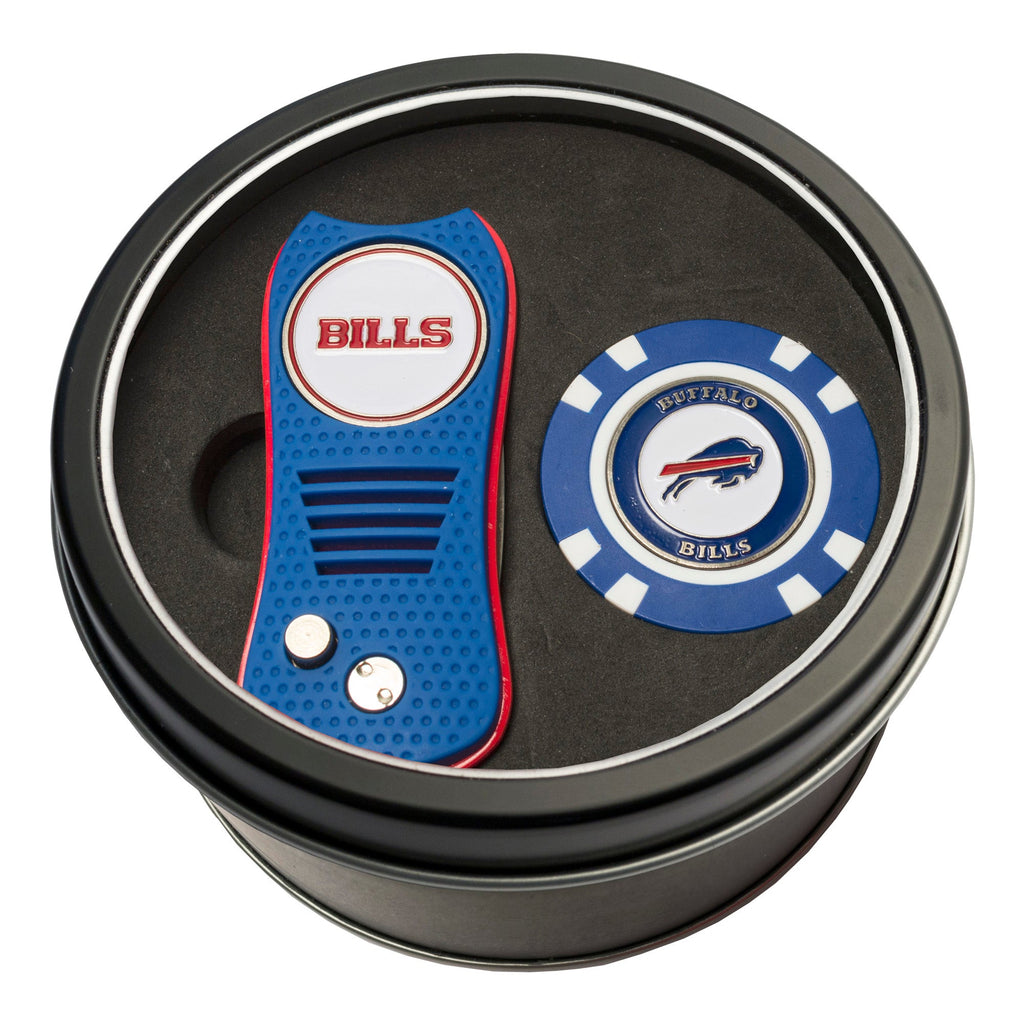 Team Golf Buffalo Bills Golf Gift Sets - Tin-Divot Tool & Poker Chip -