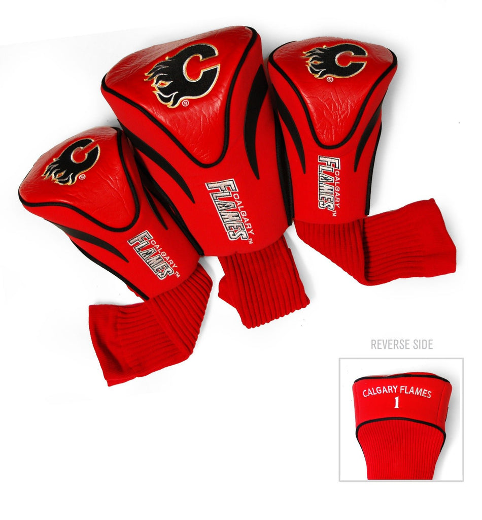 Team Golf Calgary Flames DR/FW Headcovers - 3 Pack Contour - Embroidered