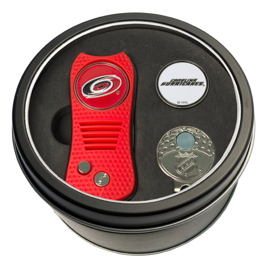 Team Golf CAR Hurricanes Golf Gift Sets - Tin - Divot Tool & Hat Clip - 