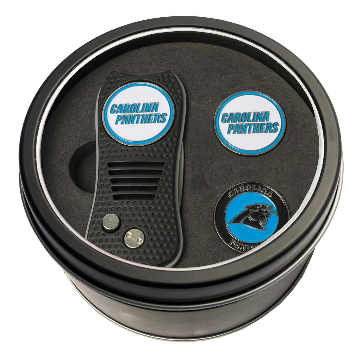 Team Golf Carolina Panthers Golf Gift Sets - Tin-Divot Tool & 2 Markers -