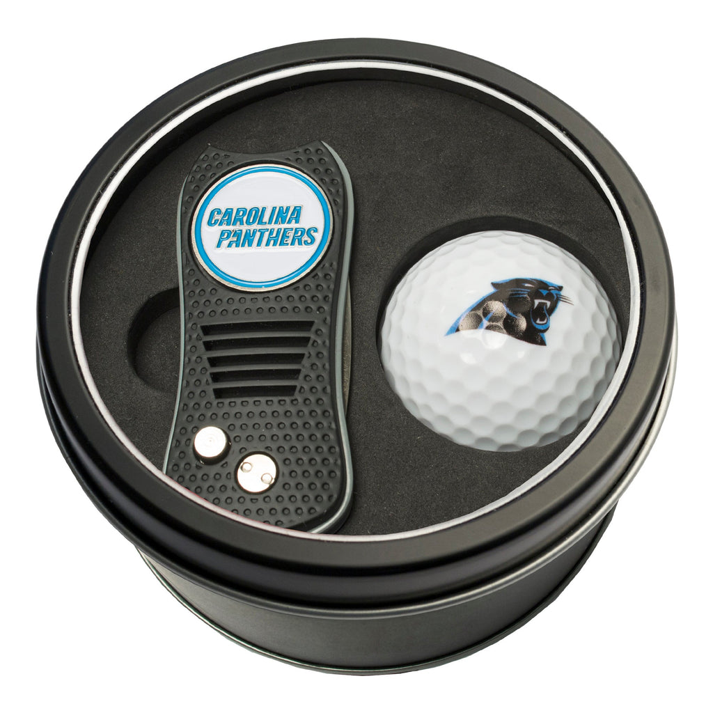 Team Golf Carolina Panthers Golf Gift Sets - Tin-Divot Tool & Golf Ball -