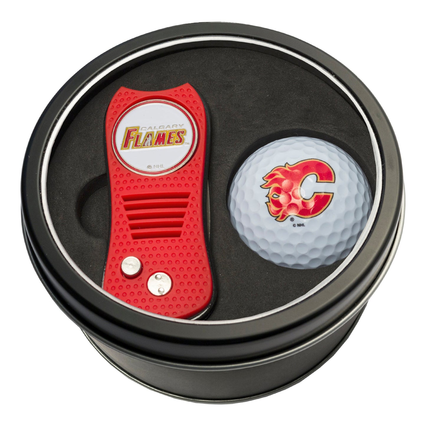 Team Golf CGY Flames Golf Gift Sets - Tin - Divot Tool & Golf Ball - 