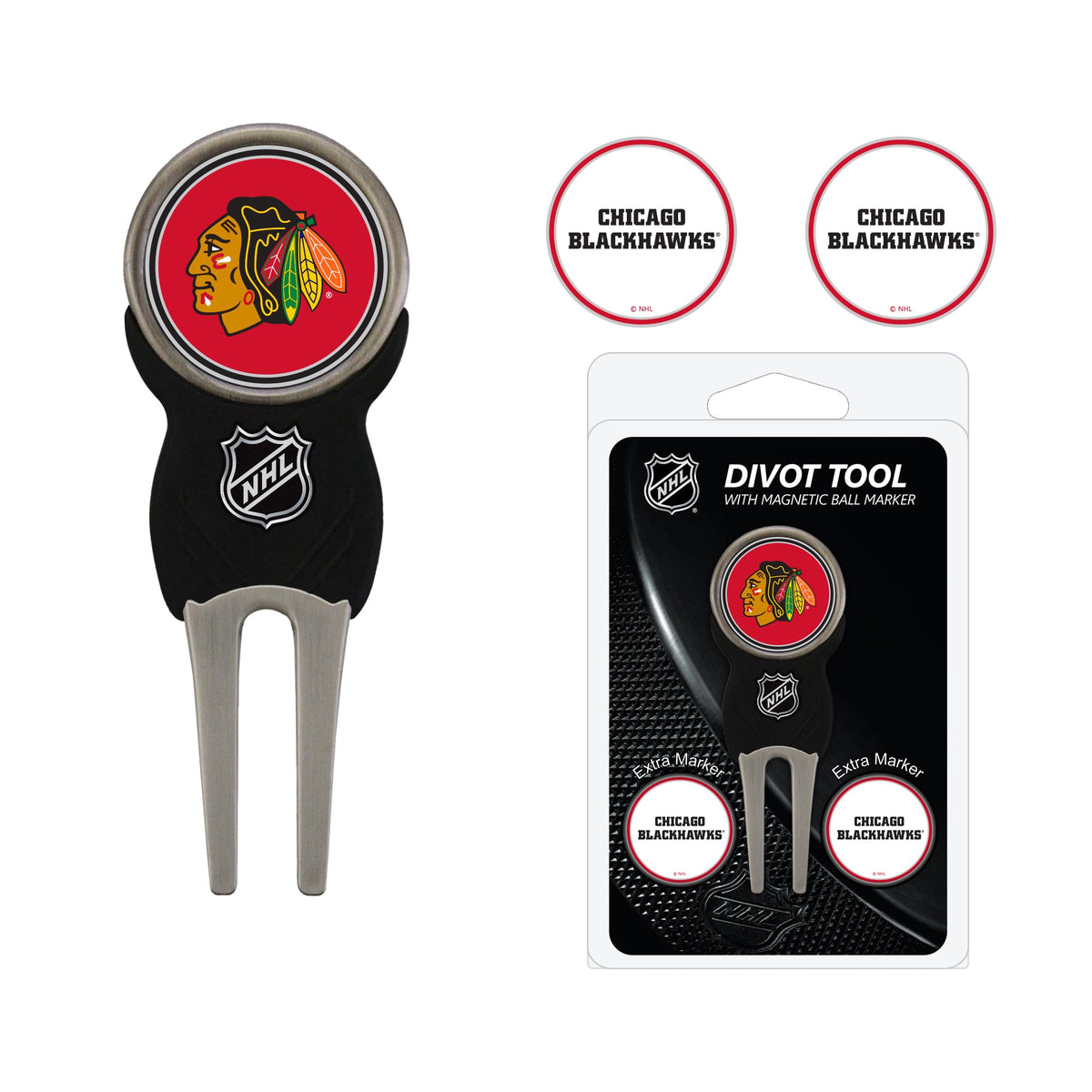 Team Golf CHI Blackhawks Divot Tools - Signature Divot Tool Pack - 