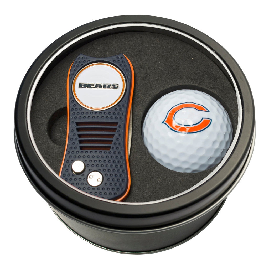 Team Golf Chicago Bears Golf Gift Sets - Tin-Divot Tool & Golf Ball -