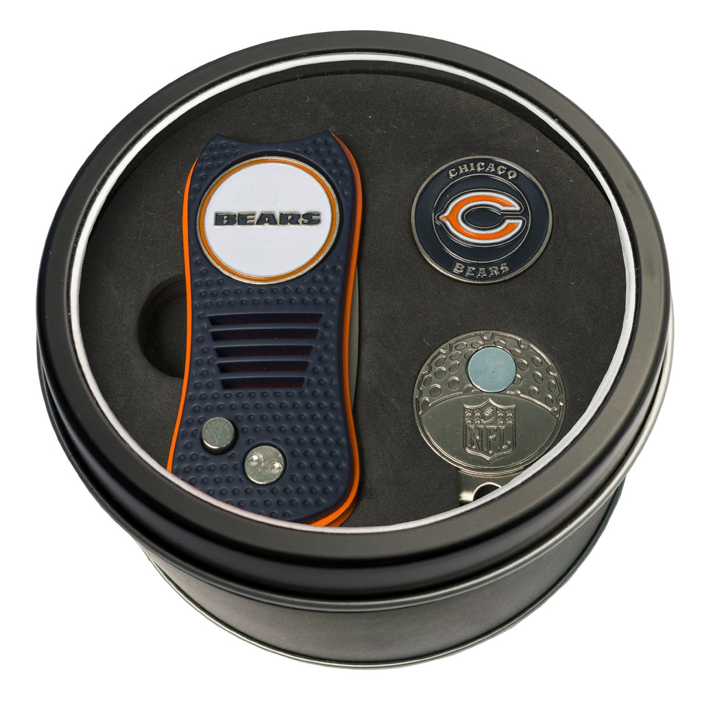 Team Golf Chicago Bears Golf Gift Sets - Tin-Divot Tool & Hat Clip -