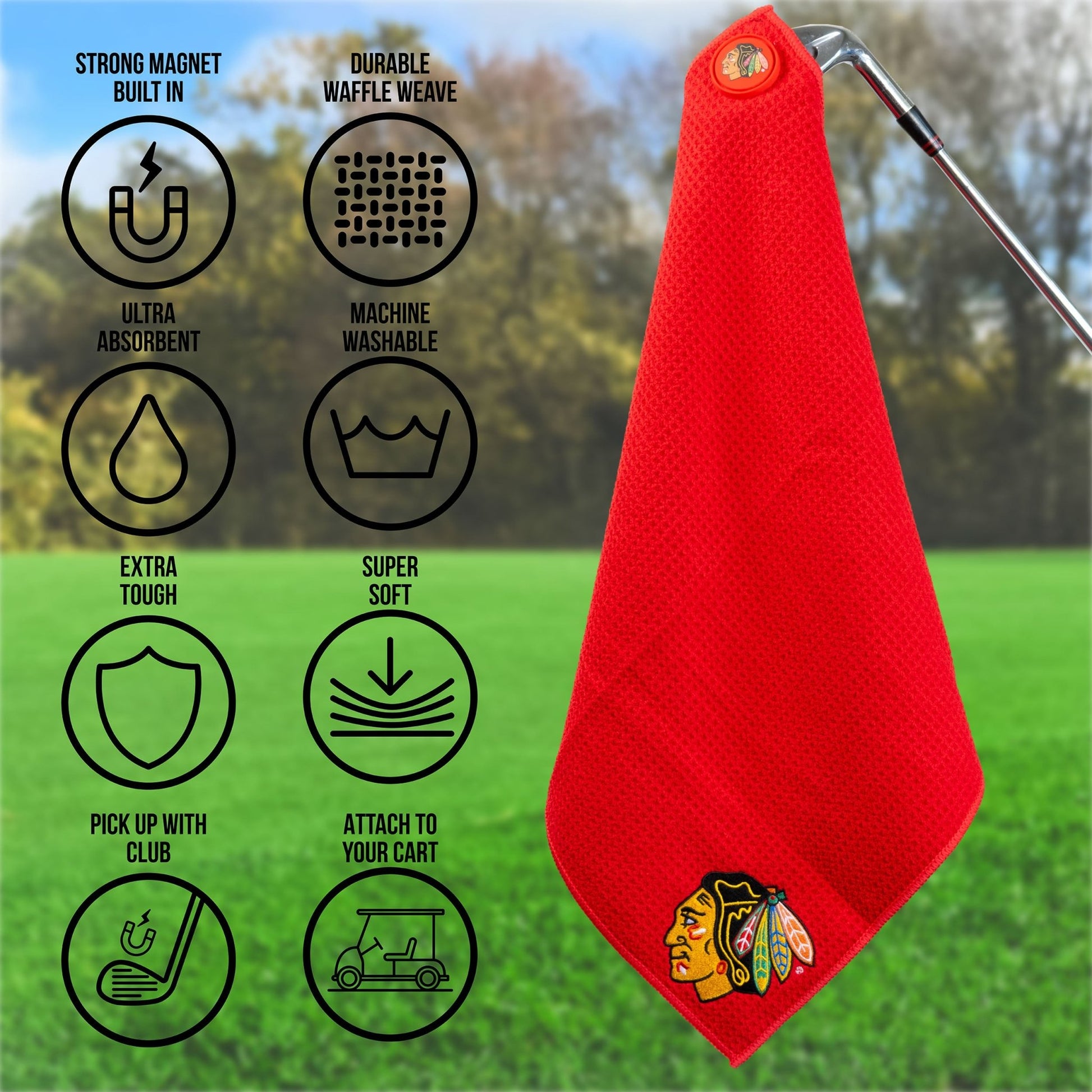 Team Golf Chicago Blackhawks Magnetic Golf Towel - Team Golf USA