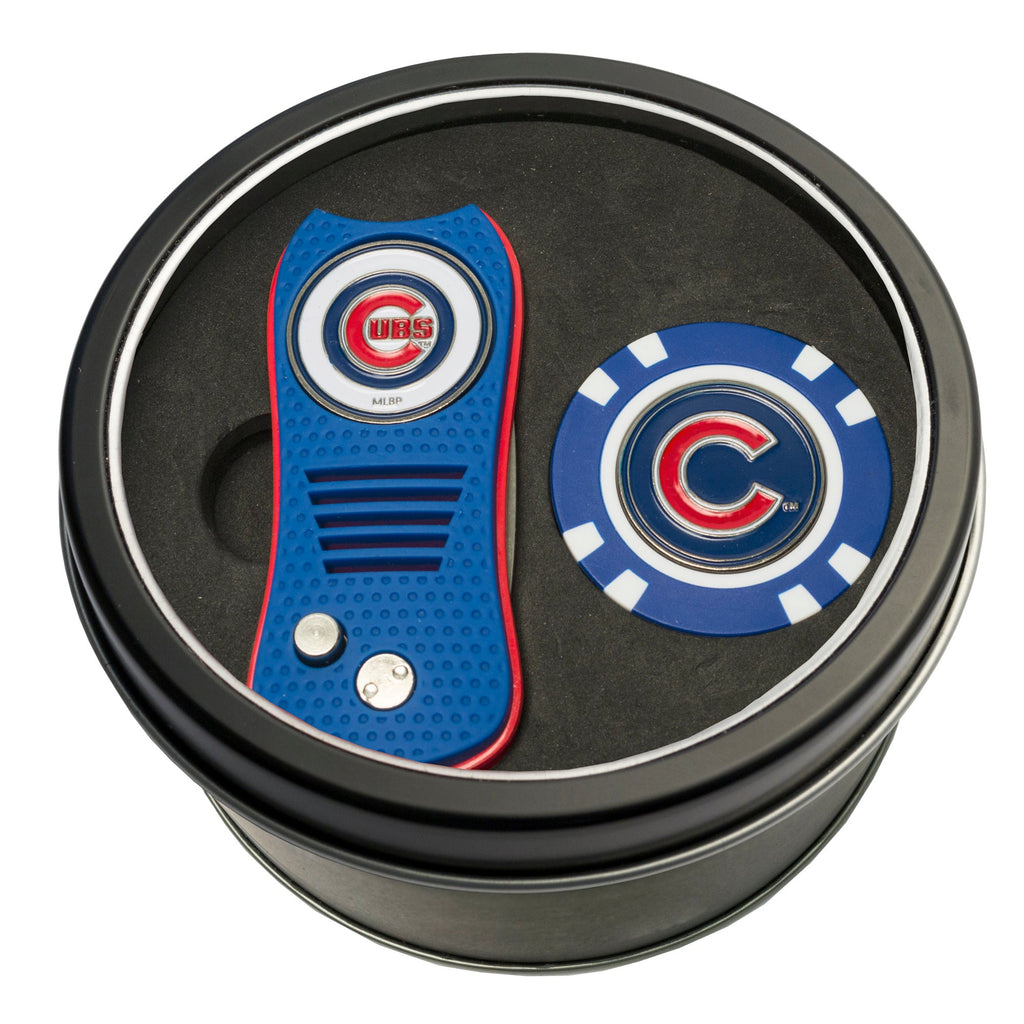 Team Golf Chicago Cubs Golf Gift Sets - Tin - Divot Tool & Poker Chip - 