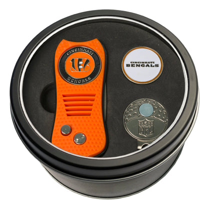 Team Golf Cincinnati Bengals Golf Gift Sets - Tin-Divot Tool & Hat Clip -
