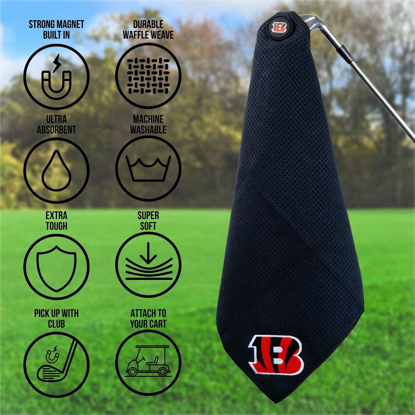 Team Golf Cincinnati Bengals Magnetic Golf Towel - Team Golf USA