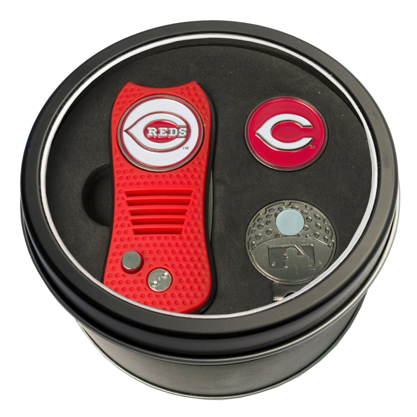 Team Golf Cincinnati Reds Golf Gift Sets - Tin - Divot Tool & Hat Clip - 
