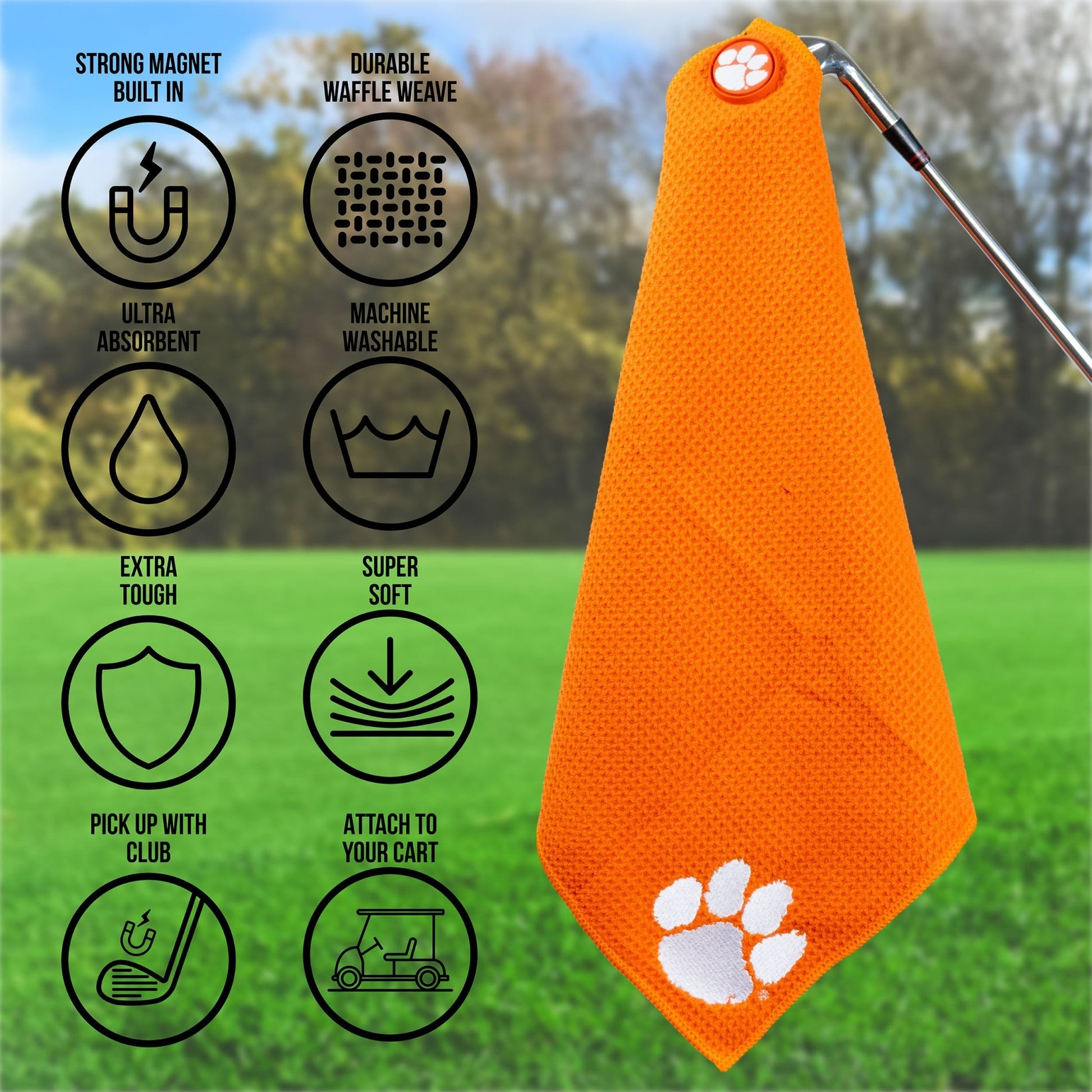 Team Golf Clemson Magnetic Golf Towel - Team Golf USA