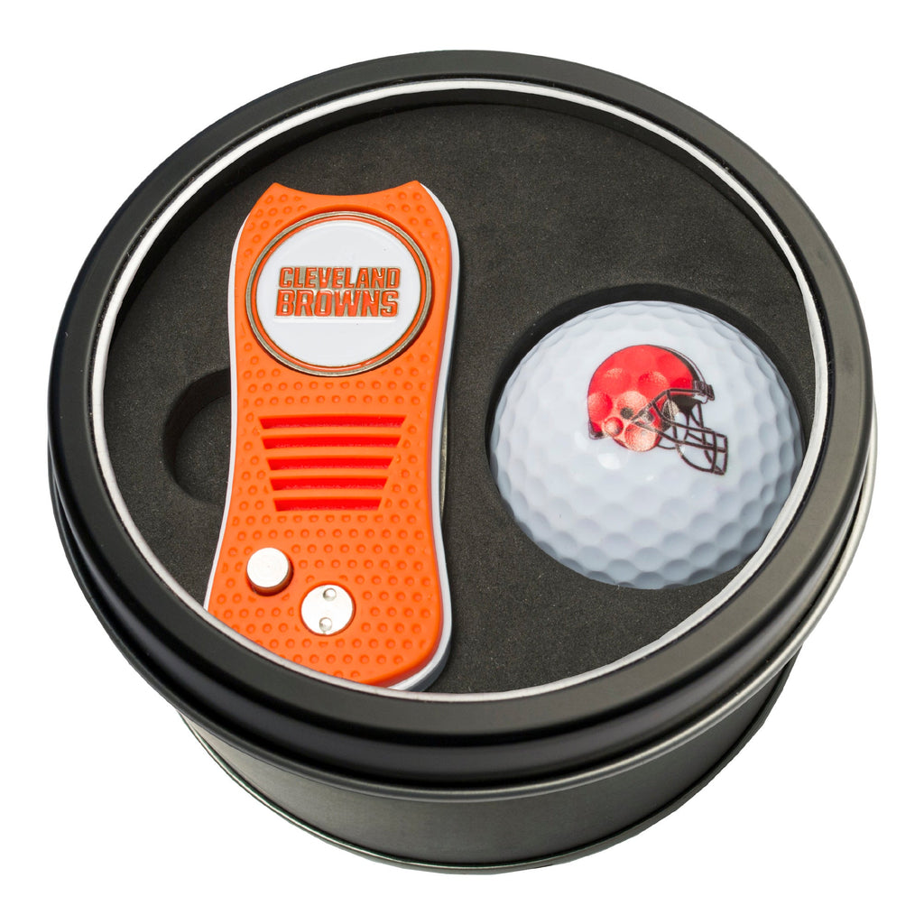 Team Golf Cleveland Browns Golf Gift Sets - Tin-Divot Tool & Golf Ball -