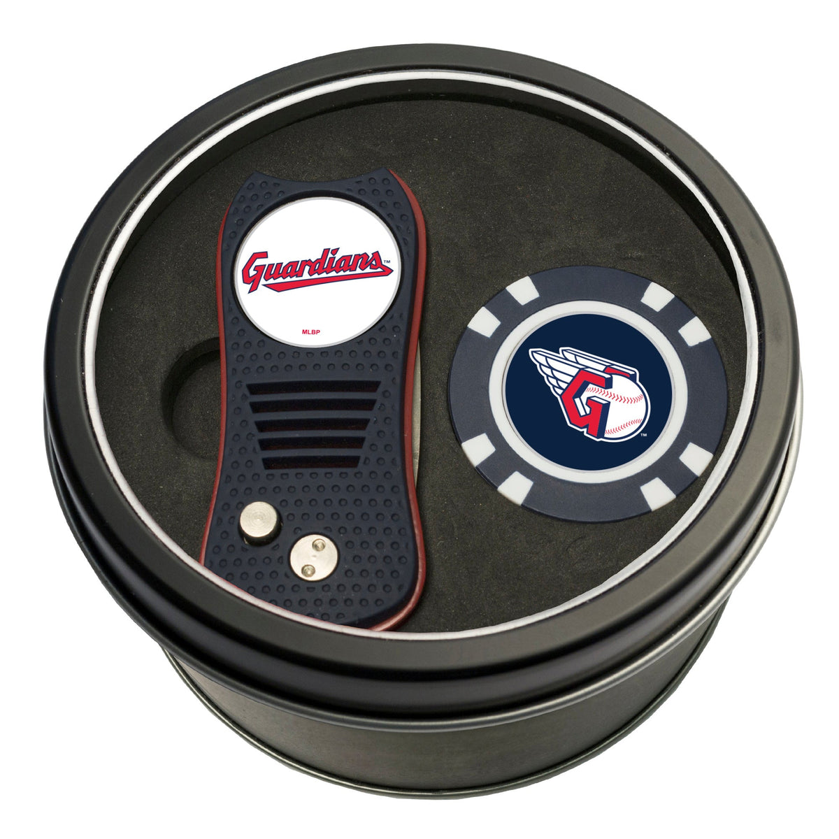 Team Golf Cleveland Guardians Golf Gift Sets - Tin - Divot Tool & Poker Chip - 