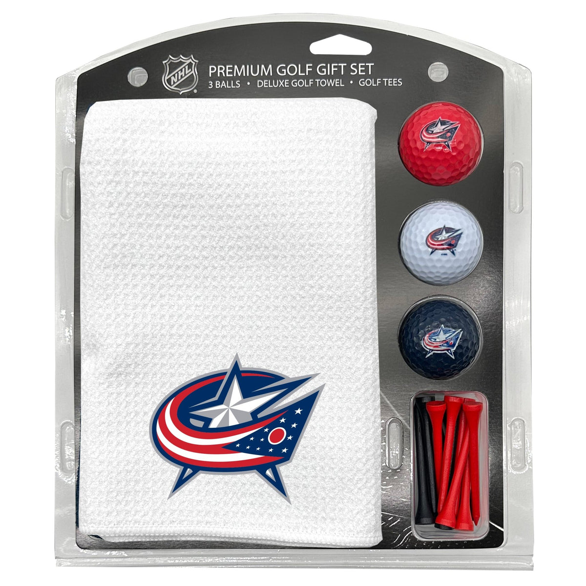 Team Golf COLM Blue Jackets Golf Gift Sets - Microfiber Towel Gift Set - White - 
