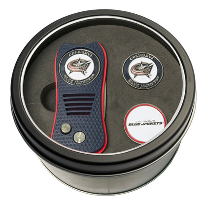 Team Golf COLM Blue Jackets Golf Gift Sets - Tin - Divot Tool & 2 Markers - 