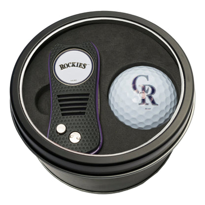Team Golf Colorado Rockies Golf Gift Sets - Tin - Divot Tool & Golf Ball - 