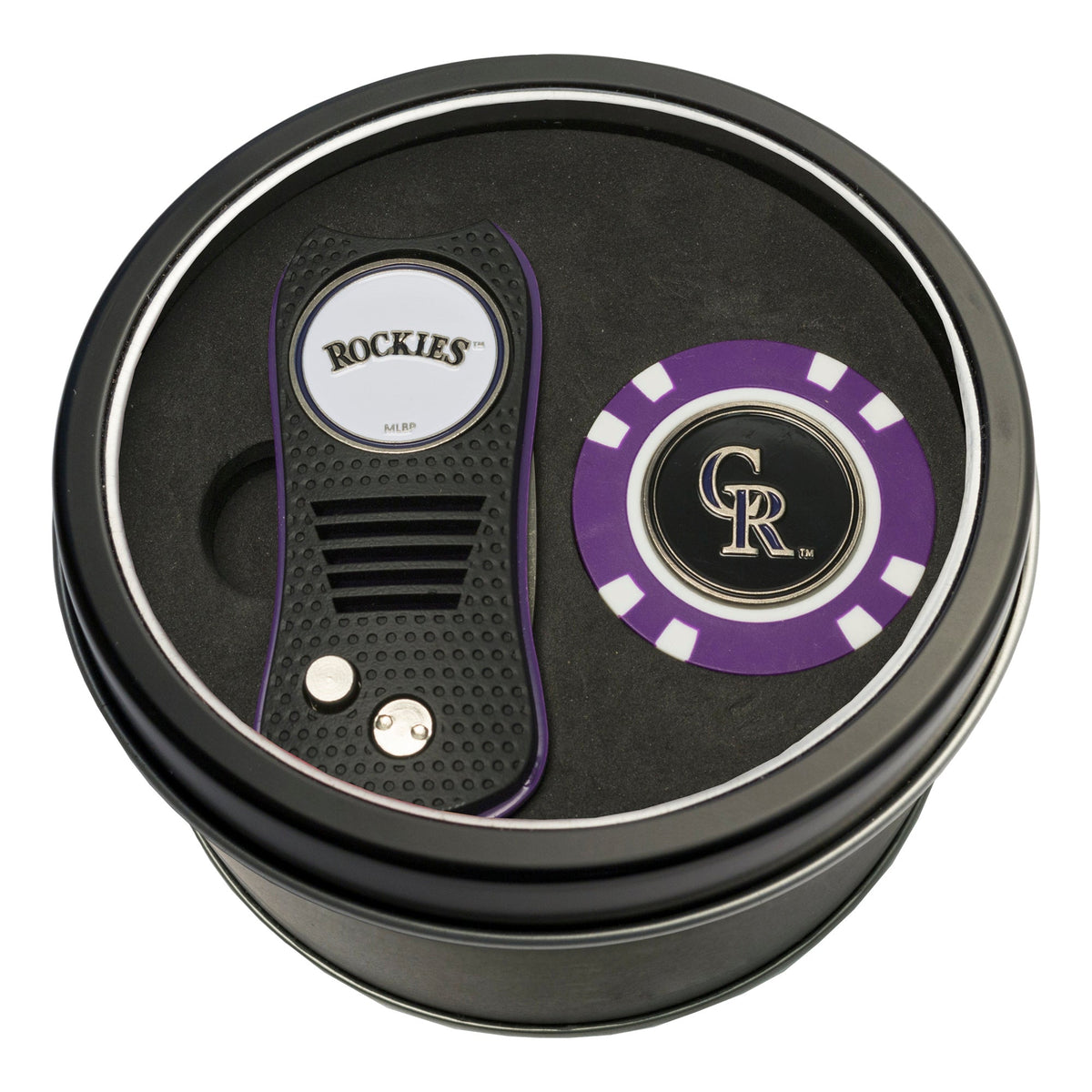 Team Golf Colorado Rockies Golf Gift Sets - Tin - Divot Tool & Poker Chip - 