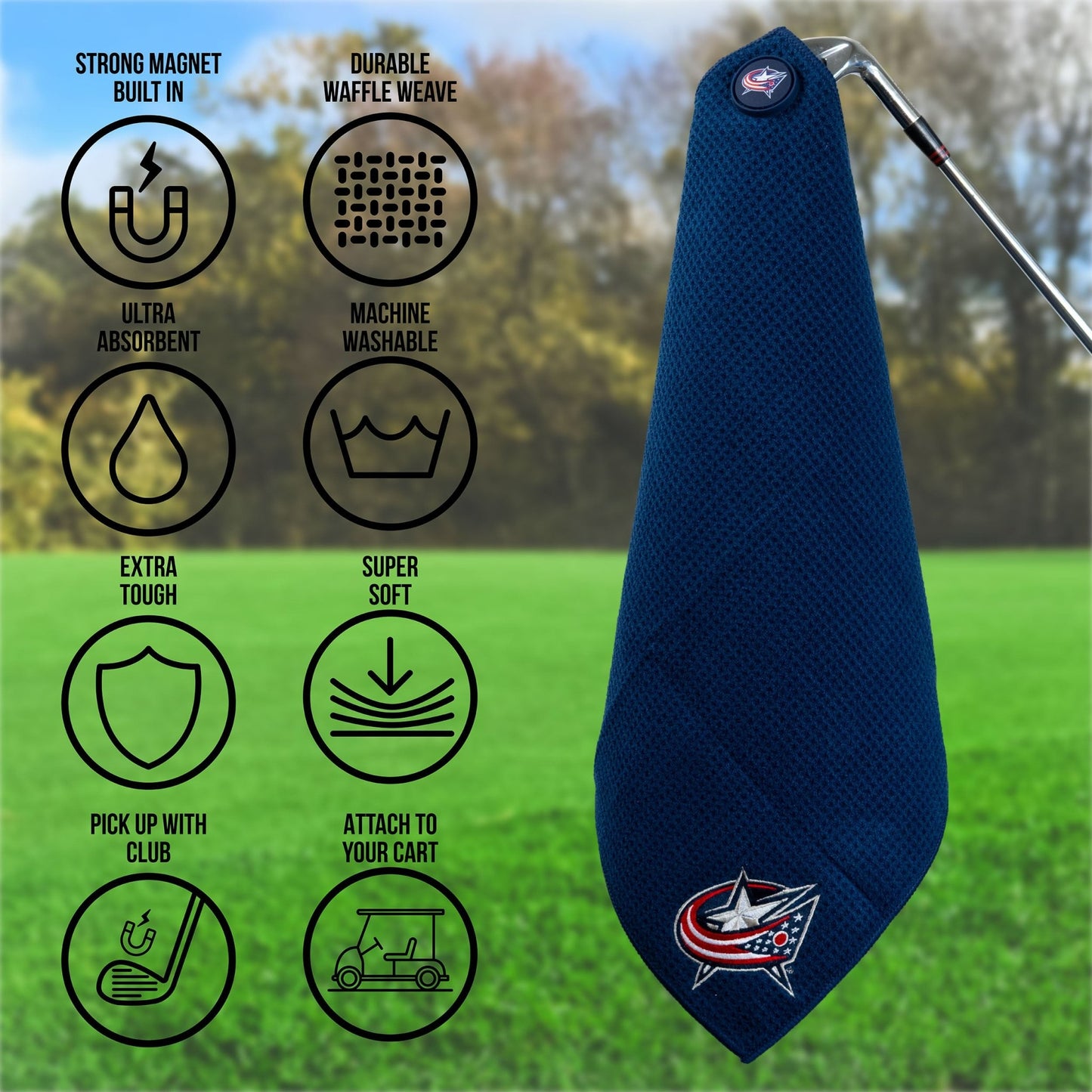 Team Golf Columbus Blue Jackets Magnetic Golf Towel - Team Golf USA