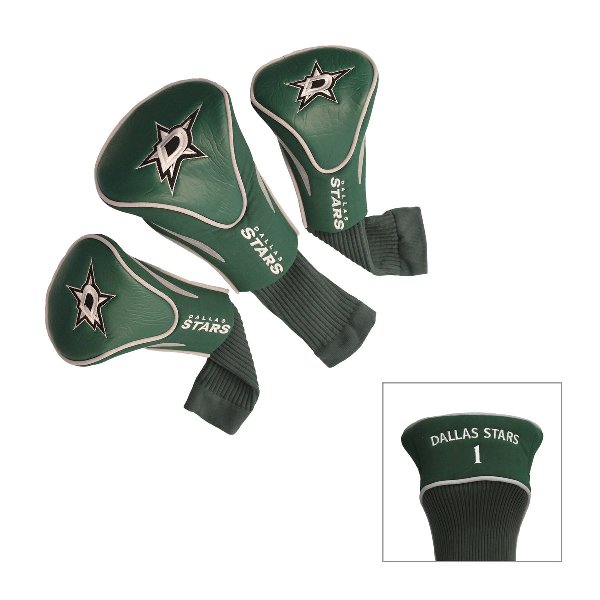 Team Golf Dallas Stars DR/FW Headcovers - 3 Pack Contour - Embroidered