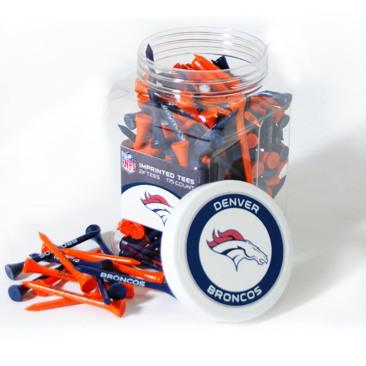 Team Golf DEN Broncos Golf Tees - 175 Tee Jar - 