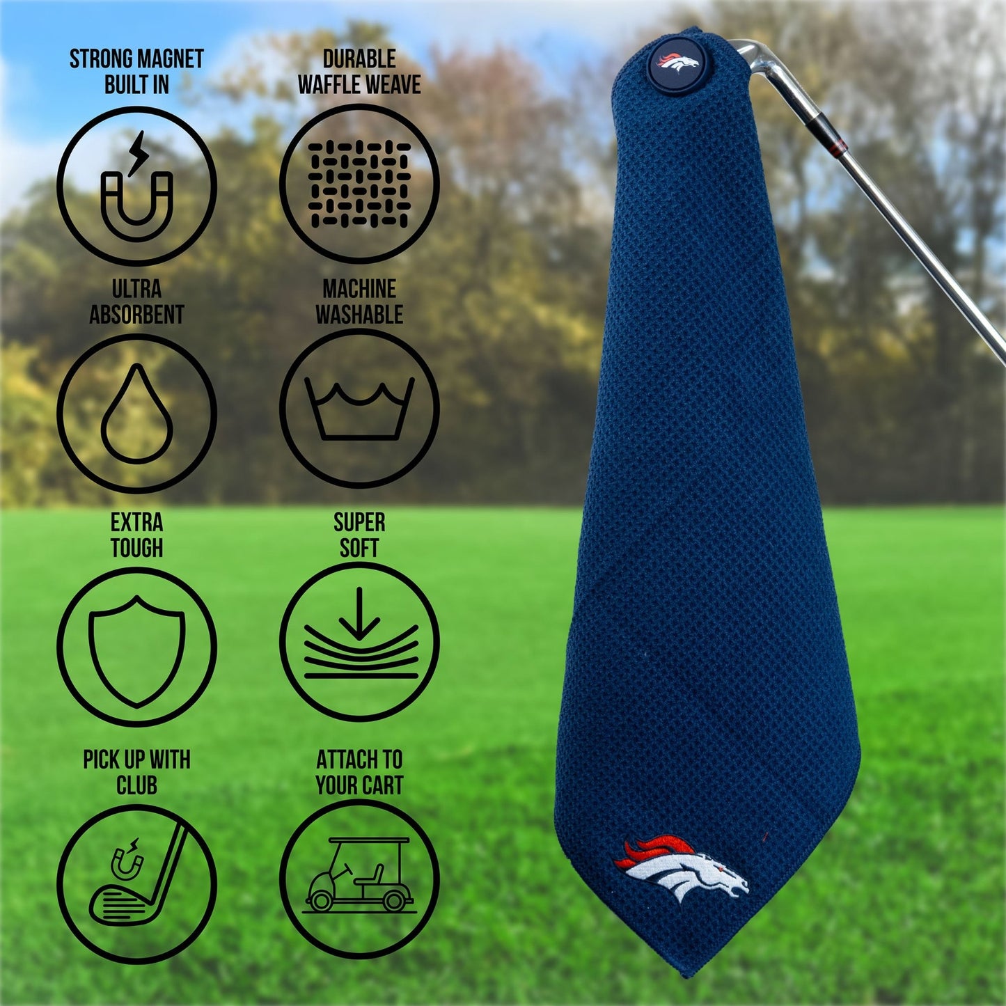 Team Golf Denver Broncos Magnetic Golf Towel - Team Golf USA