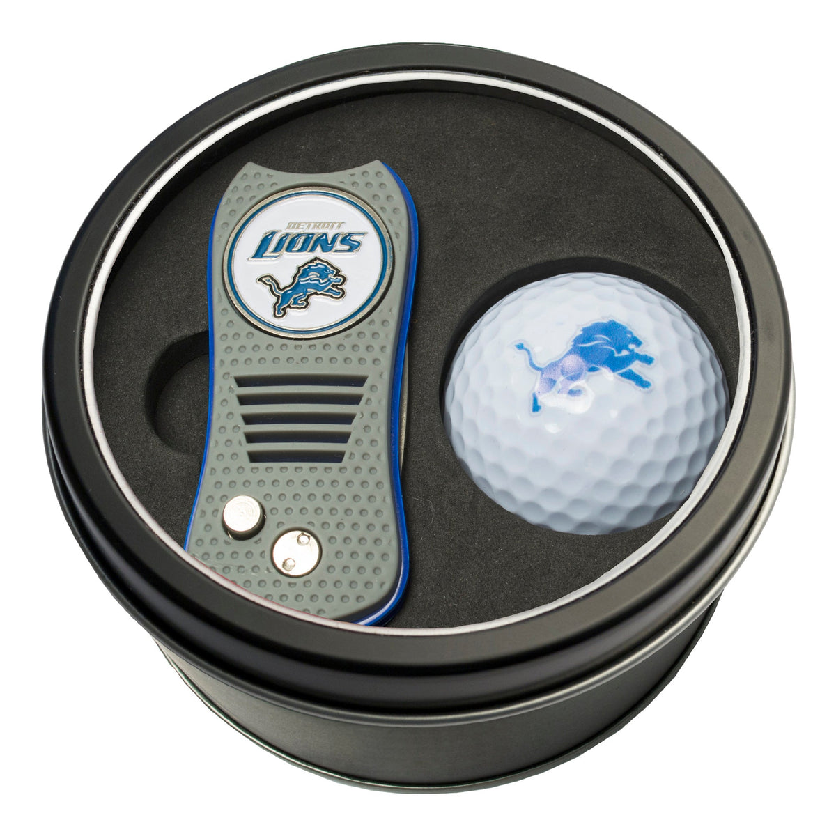 Team Golf Detroit Lions Golf Gift Sets - Tin-Divot Tool & Golf Ball -