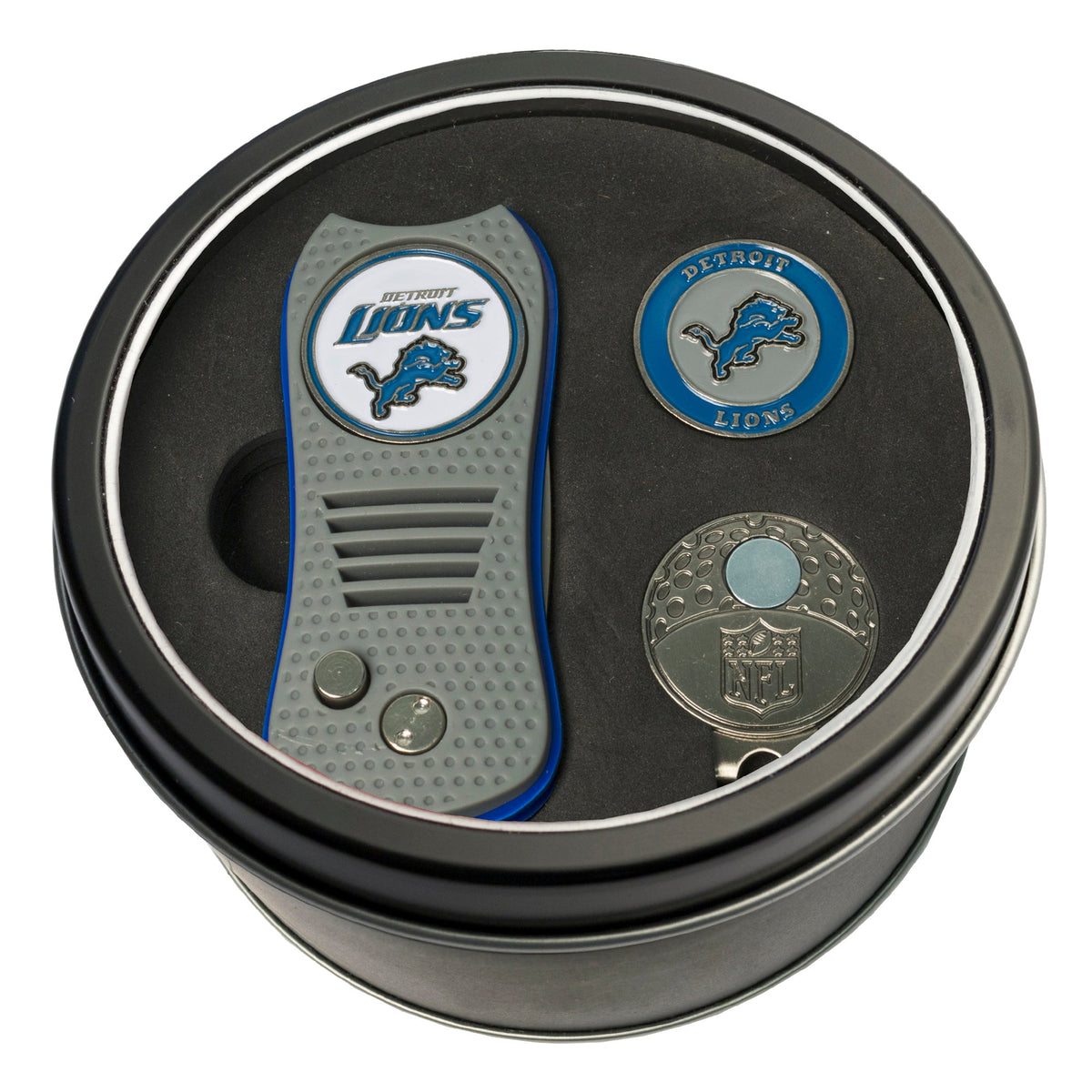 Team Golf Detroit Lions Golf Gift Sets - Tin-Divot Tool & Hat Clip -
