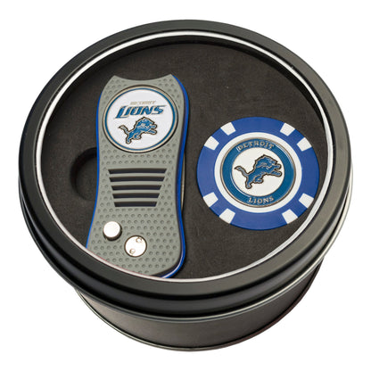 Team Golf Detroit Lions Golf Gift Sets - Tin-Divot Tool & Poker Chip -