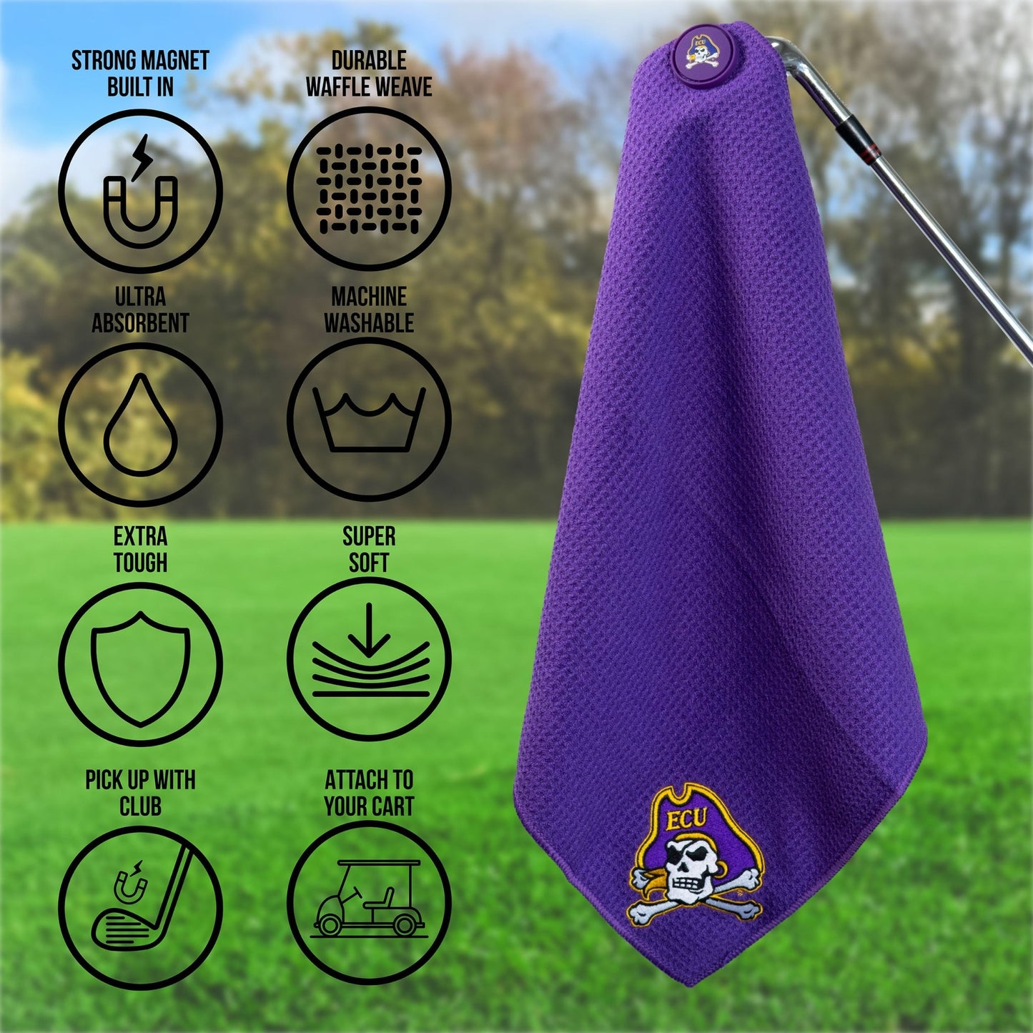 Team Golf ECU Magnetic Golf Towel - Team Golf USA