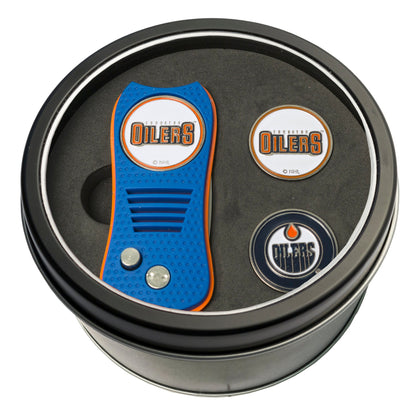Team Golf Edmonton Oilers Golf Gift Sets - Tin - Divot Tool & 2 Markers - 