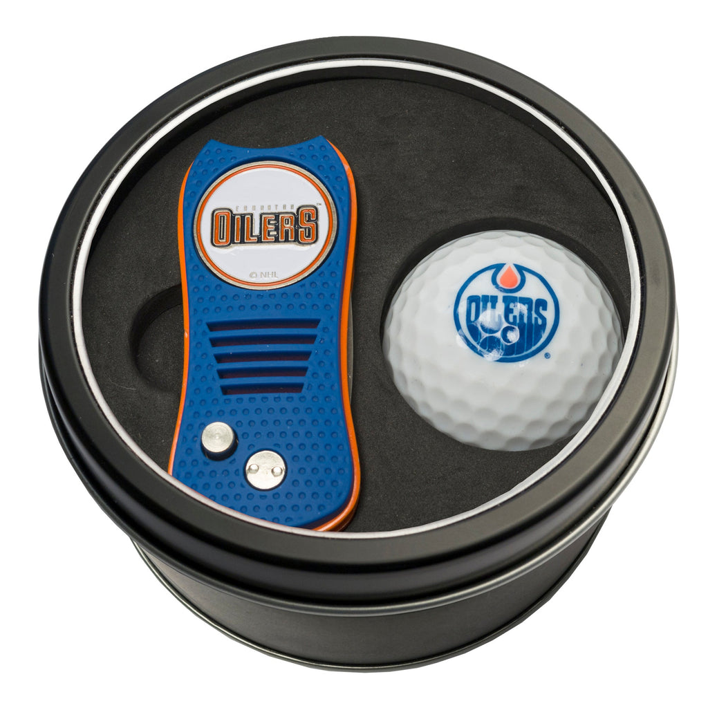 Team Golf Edmonton Oilers Golf Gift Sets - Tin - Divot Tool & Golf Ball - 