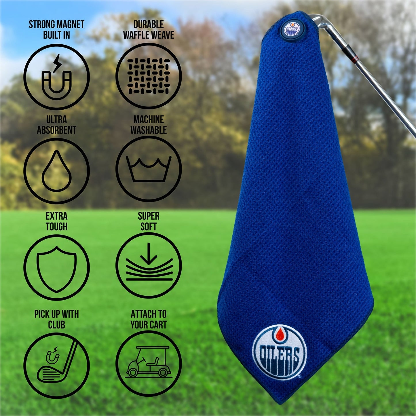 Team Golf Edmonton Oilers Magnetic Golf Towel - Team Golf USA