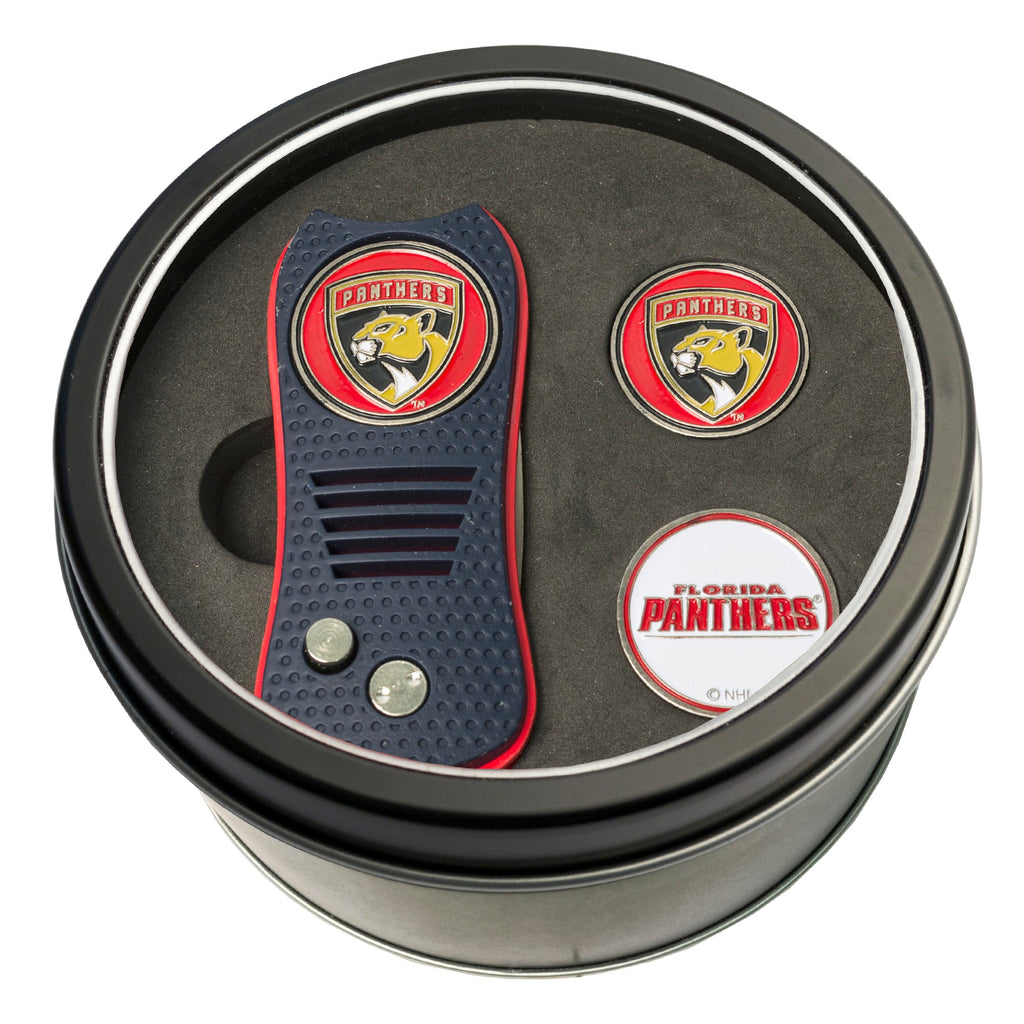 Team Golf Florida Panthers Golf Gift Sets - Tin - Divot Tool & 2 Markers - 