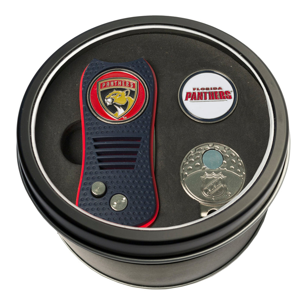 Team Golf Florida Panthers Golf Gift Sets - Tin - Divot Tool & Hat Clip - 