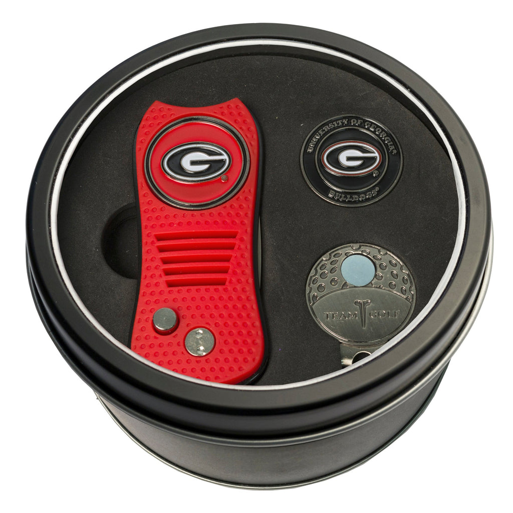 Team Golf Georgia Golf Gift Sets - Tin - Divot Tool & Hat Clip - 