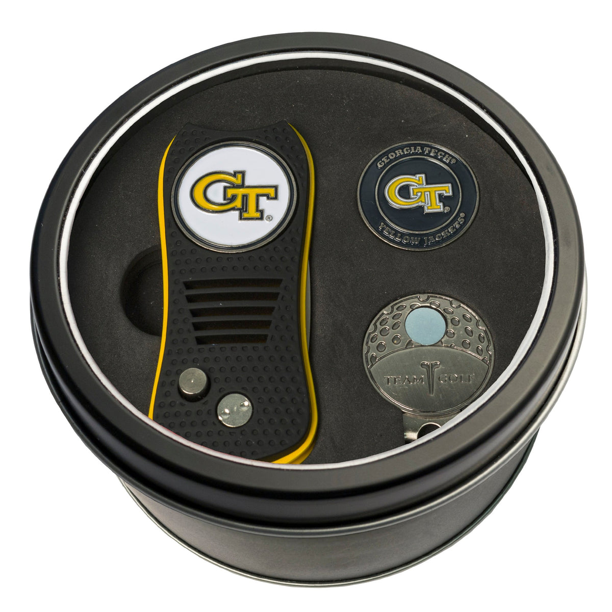 Team Golf Georgia Tech Golf Gift Sets - Tin - Divot Tool & Hat Clip - 
