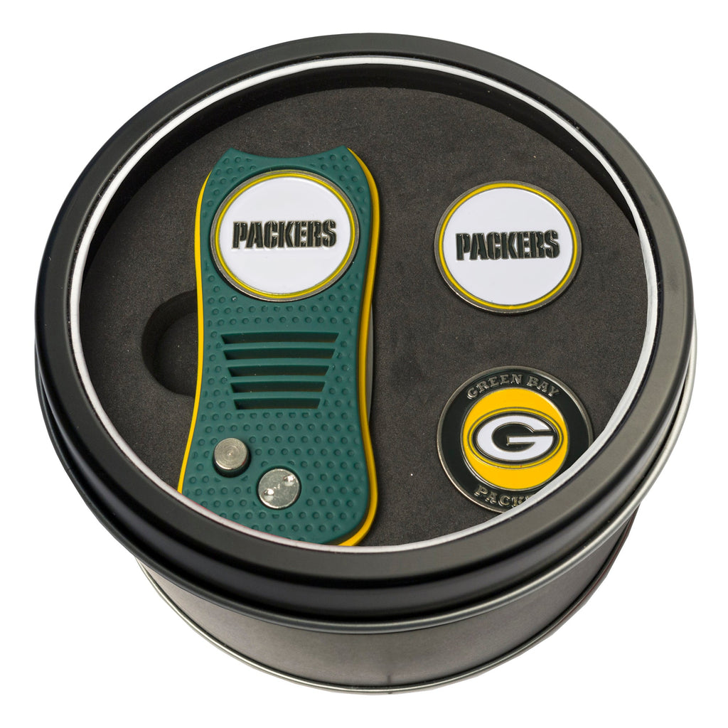 Team Golf Green Bay Packers Golf Gift Sets - Tin-Divot Tool & 2 Markers -