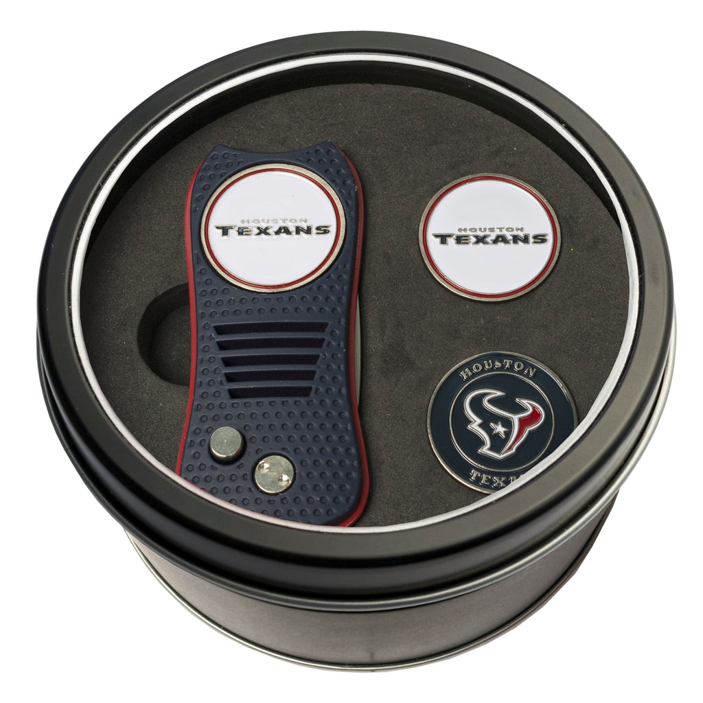 Team Golf Houston Texans Golf Gift Sets - Tin-Divot Tool & 2 Markers -