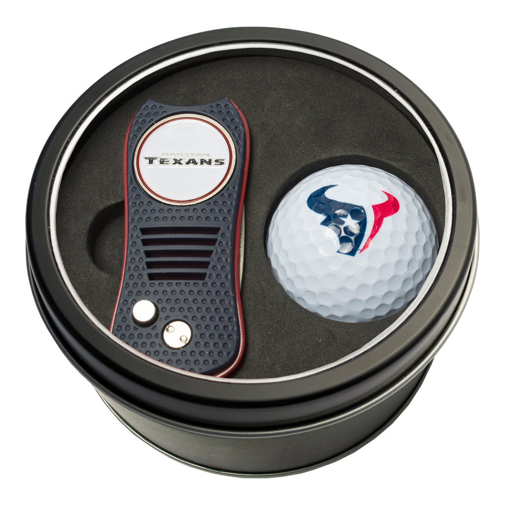 Team Golf Houston Texans Golf Gift Sets - Tin-Divot Tool & Golf Ball -