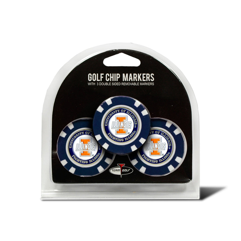 Team Golf Illinois Ball Markers - 3 Pack Golf Chip Markers - 