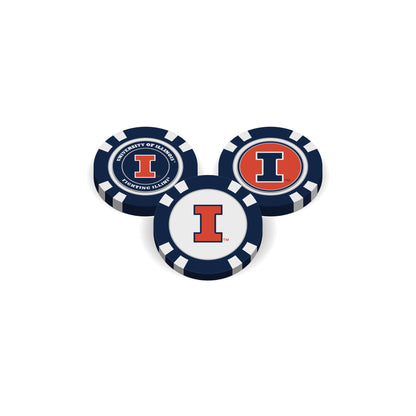 Team Golf Illinois Ball Markers - Golf Chip Marker - 
