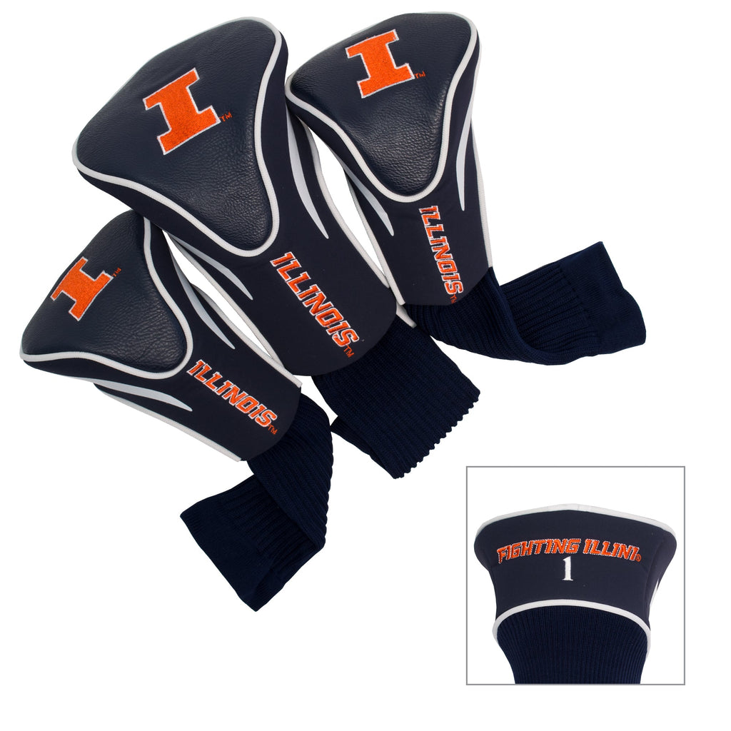 Team Golf Illinois DR/FW Headcovers - 3 Pack Contour - Embroidered