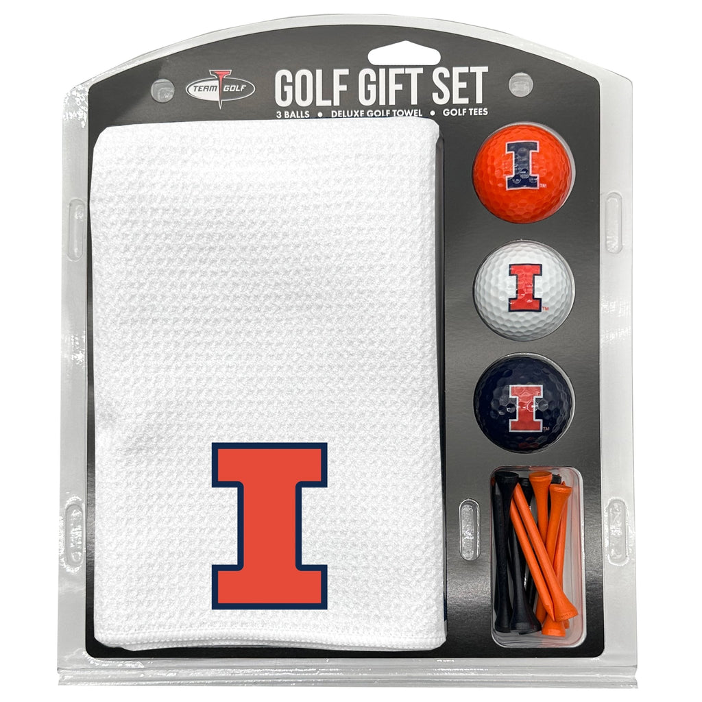 Team Golf Illinois Golf Gift Sets - Microfiber Towel Gift Set - White - 