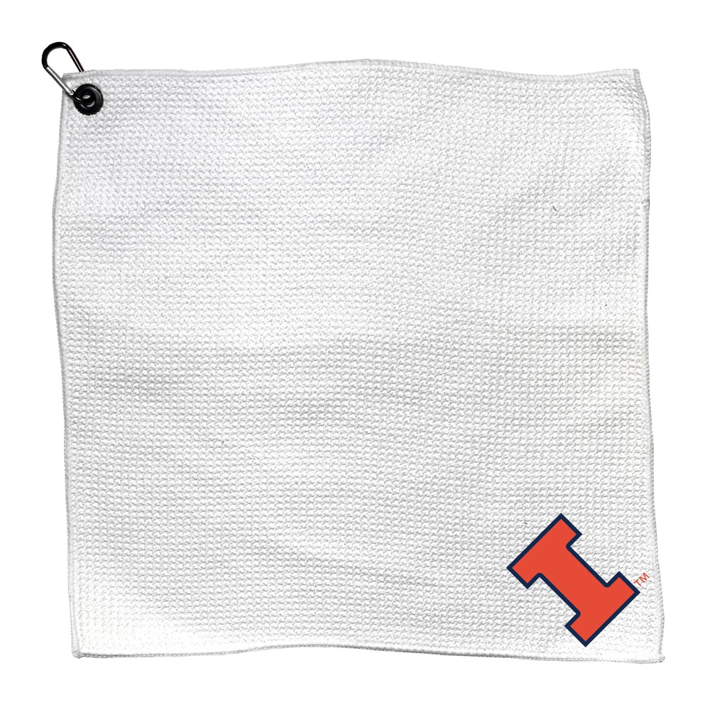 Team Golf Illinois Golf Towels - Microfiber 15X15 White - 