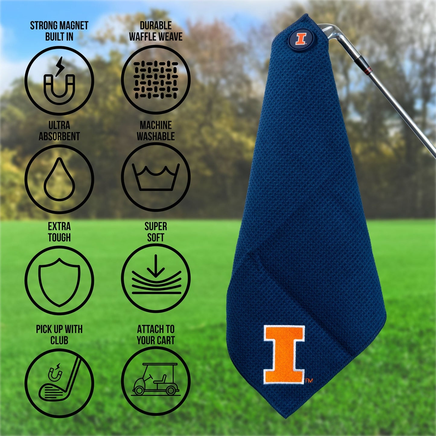 Team Golf Illinois Magnetic Golf Towel - Team Golf USA