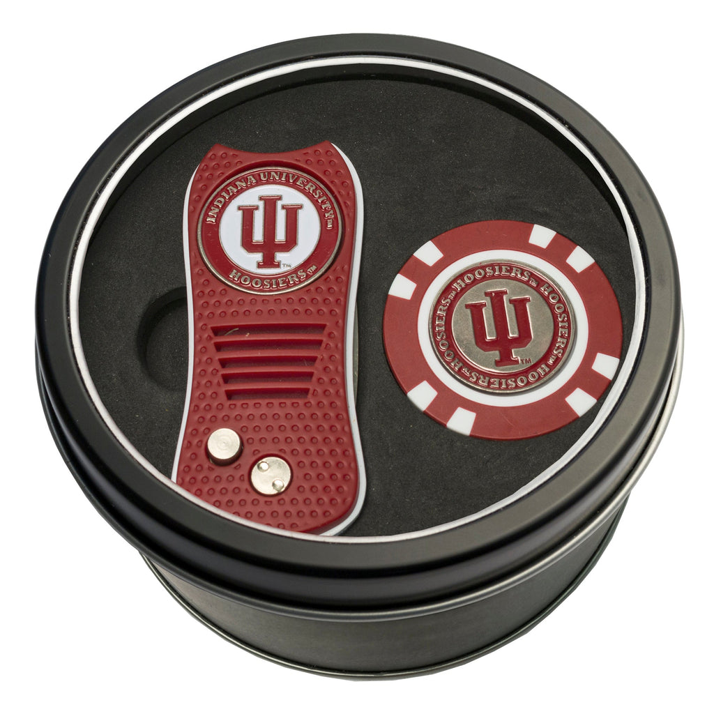 Team Golf Indiana Golf Gift Sets - Tin - Divot Tool & Poker Chip - 