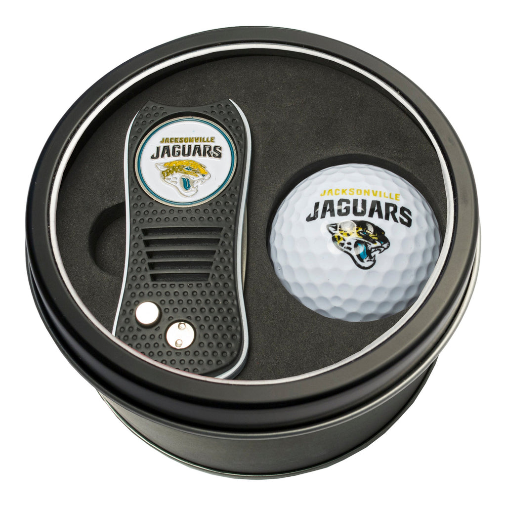 Team Golf Jacksonville Jaguars Golf Gift Sets - Tin-Divot Tool & Golf Ball -