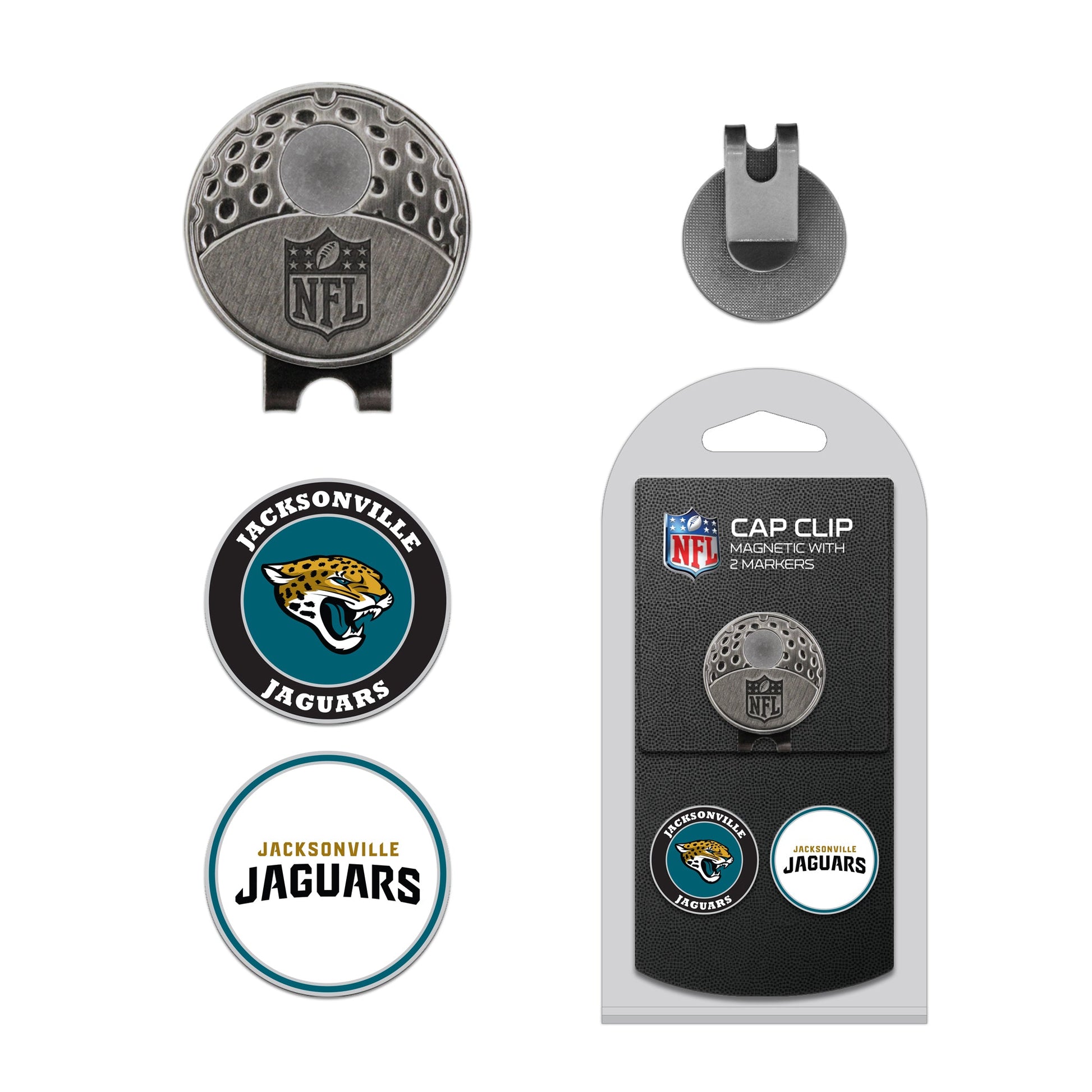 Team Golf JAX Jaguars Ball Markers - Hat Clip - 2 markers - 