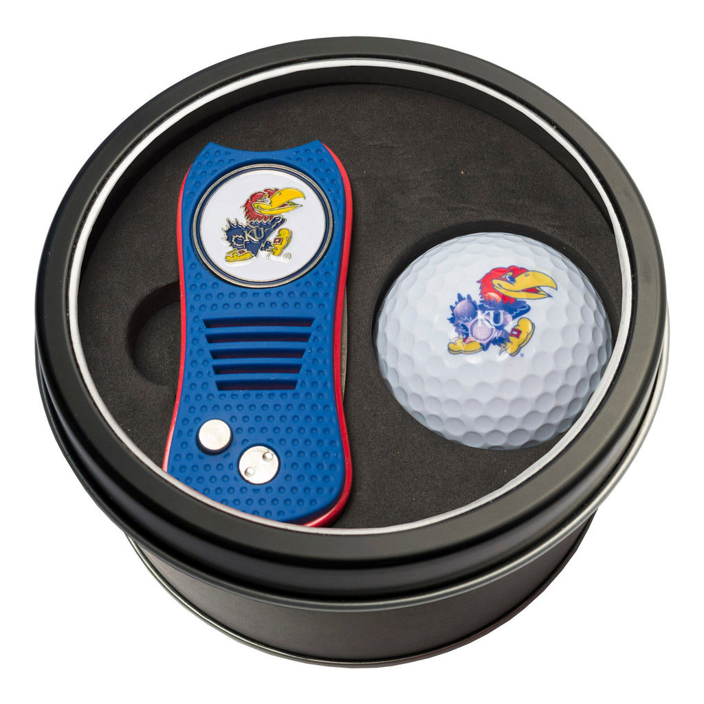 Team Golf Kansas Golf Gift Sets - Tin - Divot Tool & Golf Ball - 